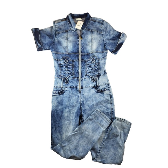 NWT Mitzi Michel Sleeveless Walk A Mile In My Jeans Denim Blue Jumpsuit‎ Sz. 22 - Picture 1 of 16